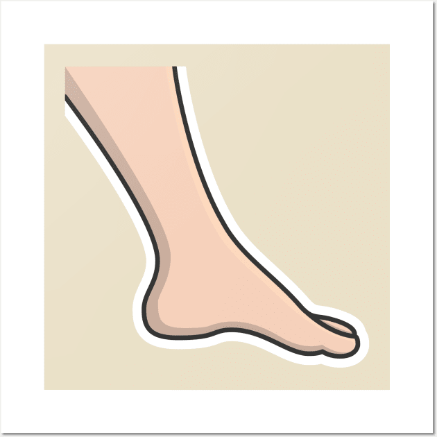 Human Feet Sticker vector illustration. People fashion icon concept. Human foot for medical health care sticker vector design with shadow. Wall Art by AlviStudio